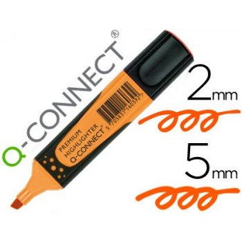 Rotulador q-connect fluorescente naranja premium punta biselada con sujecion de caucho
