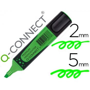 Rotulador q-connect fluorescente verde premium punta biselada con sujecion de caucho