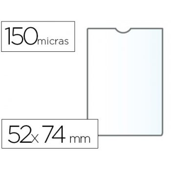 Funda portadocumento q-connect din a8 150 micras pvc transparente con uñero 52x74 mm