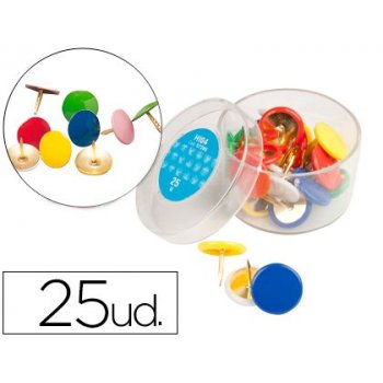 Chinchetas liderpapel plastificadas caja de 25 unidades colores surtidos