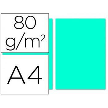 Papel color liderpapel a4 80g m2 azul turquesa paquete de 100
