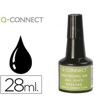 Tinta tampon q-connect negro -frasco de 28 ml