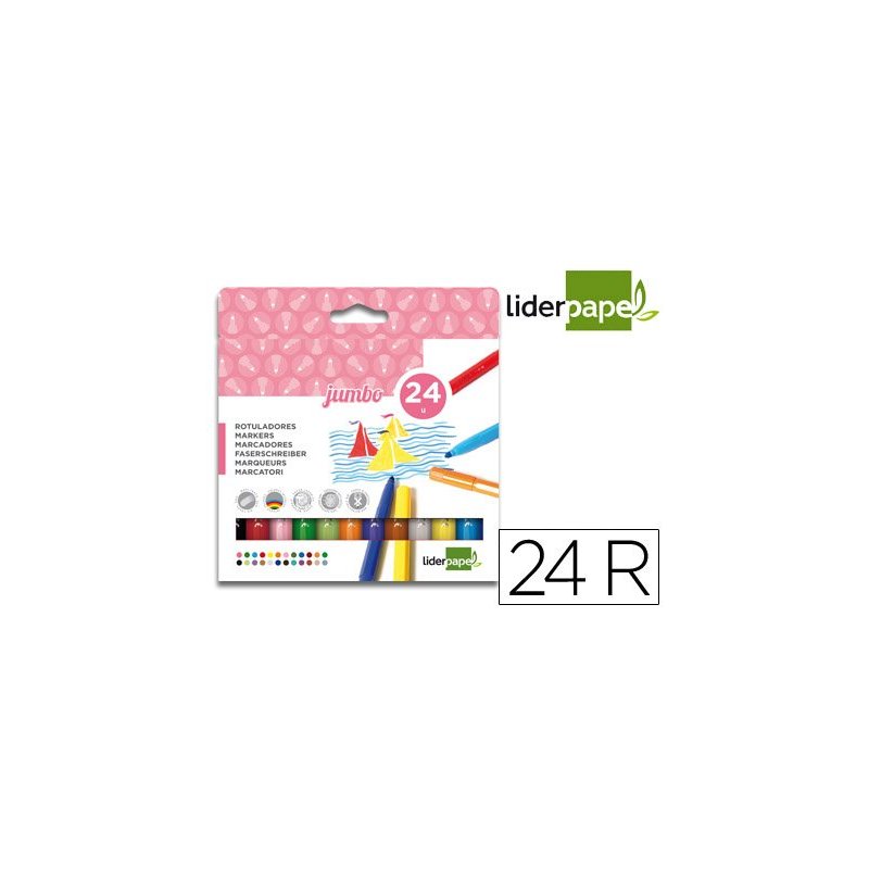 Rotulador liderpapel jumbo caja 24 colores