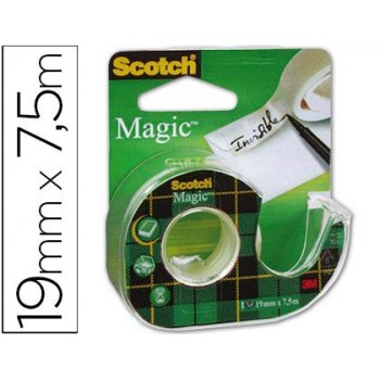 Cinta adhesiva scoth magic invisible clips strip 7,5x19mm en portarrollo