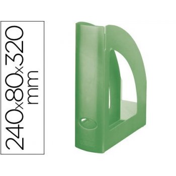 Revistero plastico q-connect verde kiwi translucido