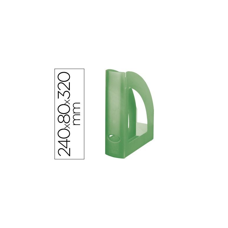 Revistero plastico q-connect verde kiwi translucido