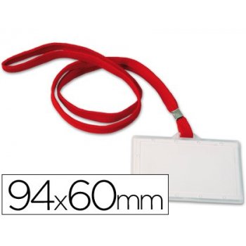 Identificador q-connect kf03303 con cordon plano rojo y apertura lateral 94x60 mm