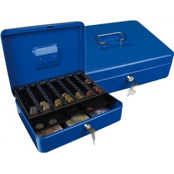 Caja caudales q-connect 12" 300x240x90 mm azul con portamonedas