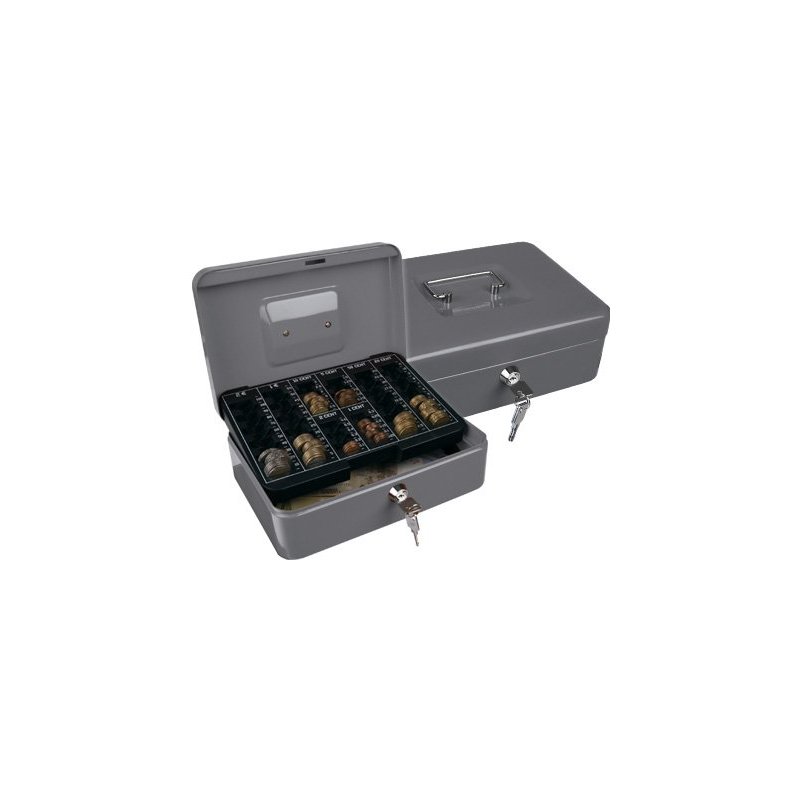 Caja caudales q-connect 10" 250x180x90 mm plata con portamonedas