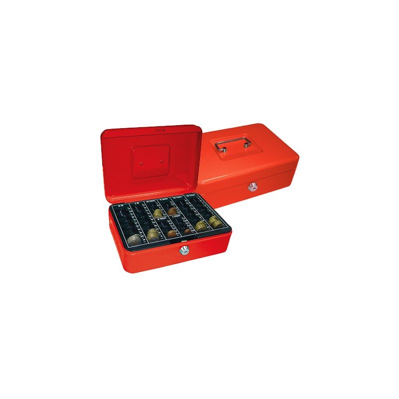 Caja caudales q-connect 10" 250x180x90 mm roja con portamonedas