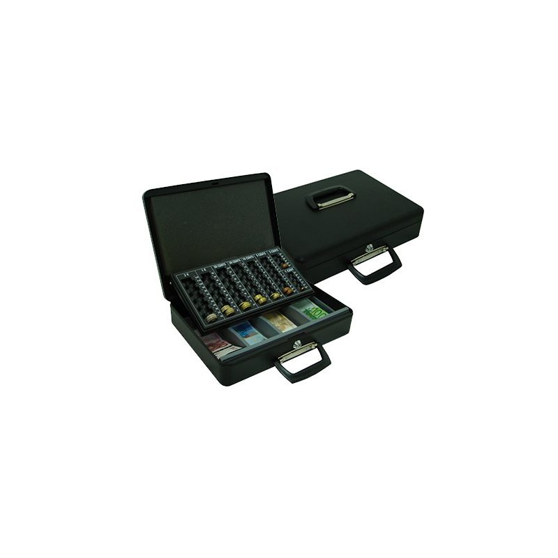Caja caudales q-connect 14,5" 370x290x110 mm con portamonedas y bandeja para billetes