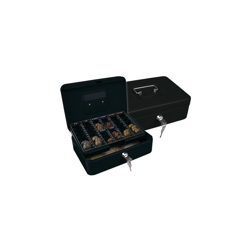 Caja caudales q-connect 10" 250x180x90 mm negra con portamonedas
