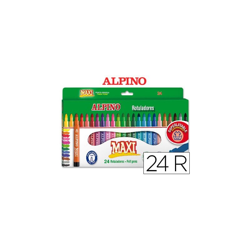 Caja de 12 rotuladores escolares Alpino Maxi punta gruesa