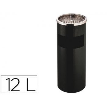 Cenicero papelera metalico q-connect negro -61,5x25 cm con recogecolillas
