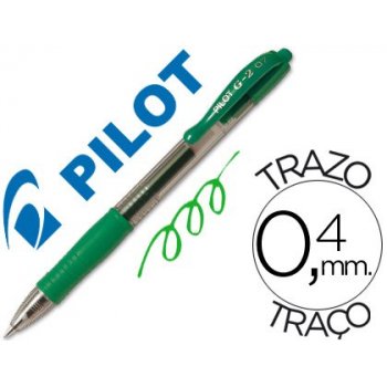 Boligrafo pilot g-2 verde tinta gel -retractil -sujecion de caucho