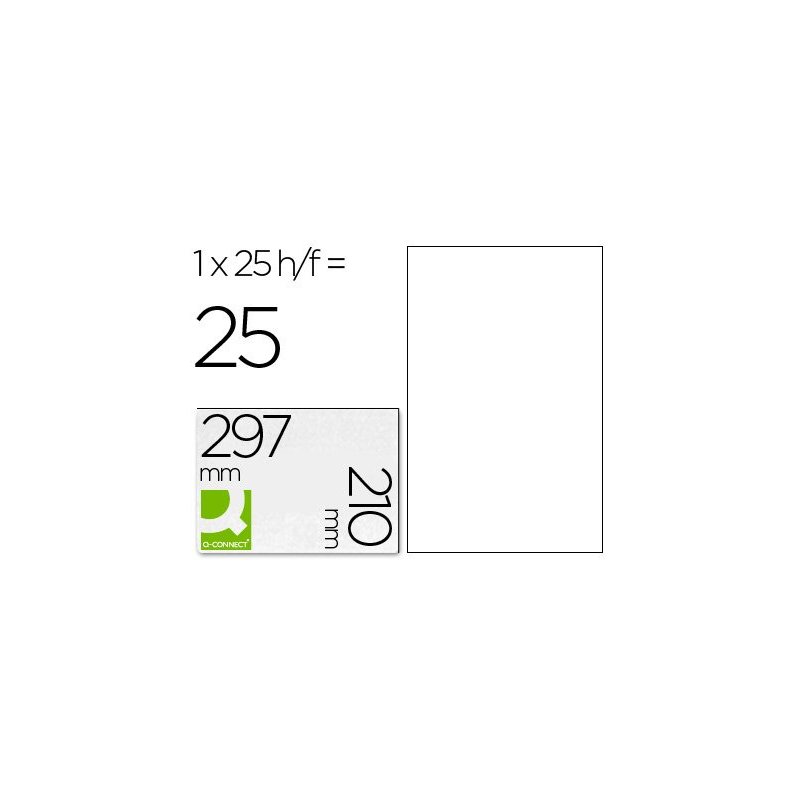 Etiqueta adhesiva q-connect kf00228 -tamaño din a4 -para ink-jet -transparente -caja con 25 hojas din-a4