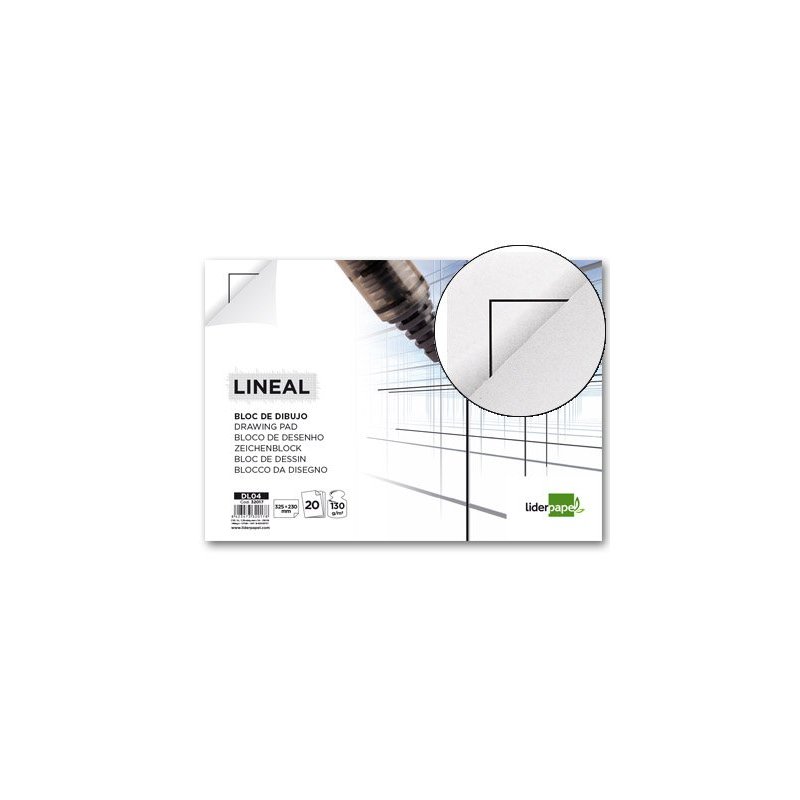 Bloc dibujo liderpapel lineal encolado 230x325mm 20 hojas 130g m2 con recuadro