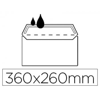 Sobre liderpapel n.16 blanco folio especial 260x360mm engomado caja de 250 unidades solapa recta