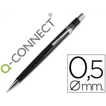Portaminas q-connect 0,5 mm -con tres minas cuerpo negro clip metalico
