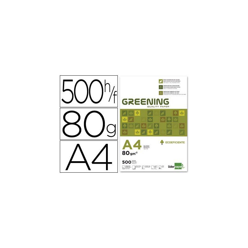 Papel fotocopiadora liderpapel greening din a4 80 gramos paquete de 500 hojas