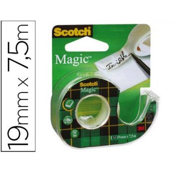 Cinta adhesiva scotch magic invisible 7,5x19 mm en portarrollo