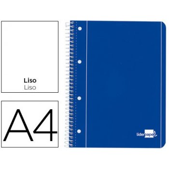 Cuaderno espiral liderpapel a4 micro serie azul tapa blanda 80h 80 gr liso con margen 4 taladros azul