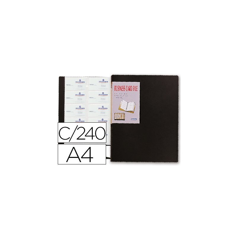 Carpeta beautone clasificador de tarjetas polipropileno din a4 para 240 tarjetas negra