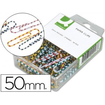 Clips colores rayados q-connect 50 mm -caja de 30 unidades colores surtidos