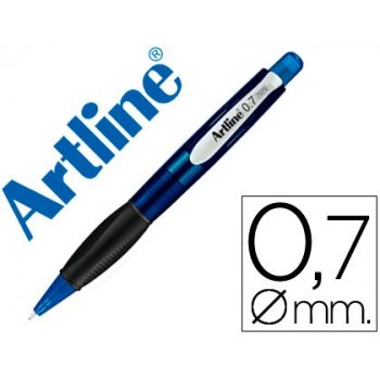 Portaminas artline retractil sujecion de caucho translucido 0.7 mm -cuerpo azul