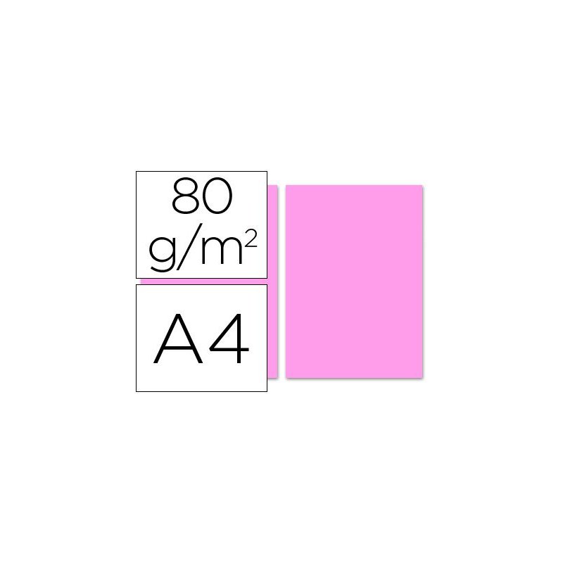 Papel color liderpapel a4 80g m2 rosa paquete de 100