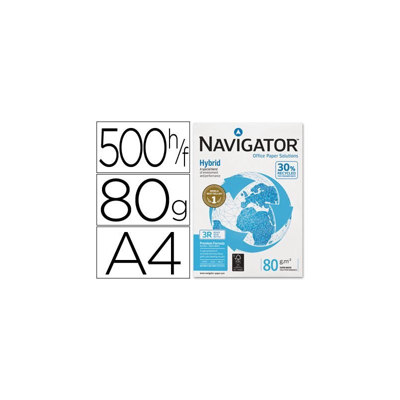 Papel fotocopiadora navigator hybrid premium din a4 80 gramos paquete de 500 hojas