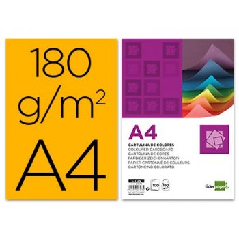 Cartulina liderpapel a4 180g m2 naranja fuerte paquete de 100