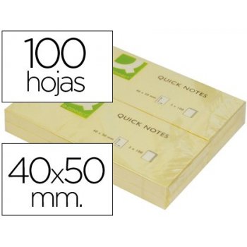 Bloc de notas adhesivas quita y pon q-connect 40x50 mm con 100 hojas
