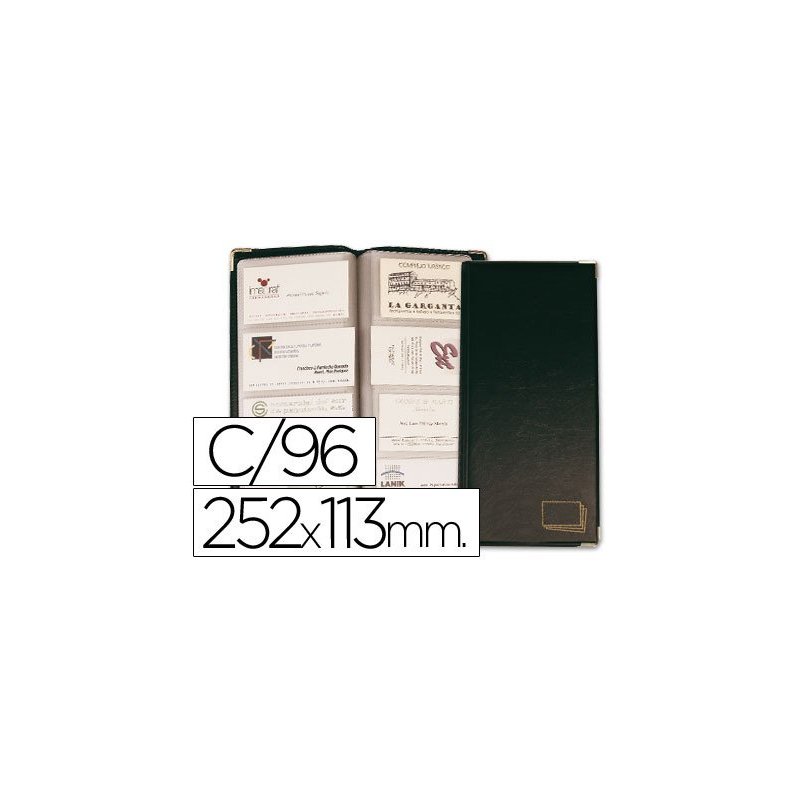 Tarjetero para tarjetas visita color negro simil piel para 96 unidades tamaño 252 x 113 mm