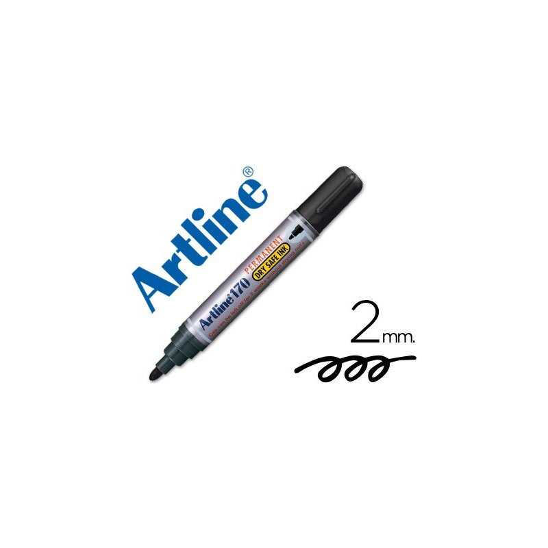 Rotulador artline marcador permanente 170 negro -punta redonda 2 mm -antisecado