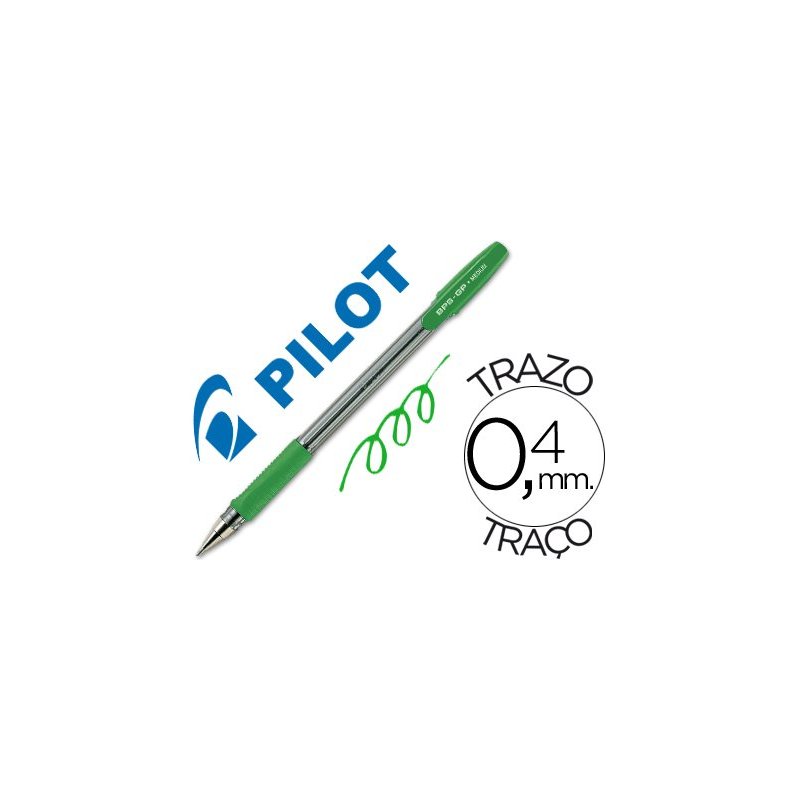 Boligrafo pilot bps-gp verde -sujecion de caucho -tinta base de aceite -con capuchon