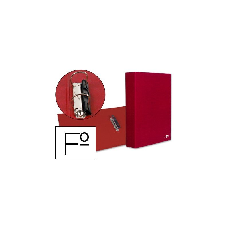 Carpeta de 2 anillas 40mm mixtas liderpapel folio carton forrado paper coat compresor plastico roja