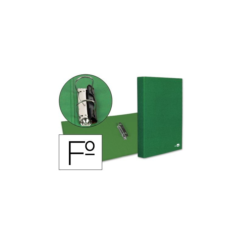 Carpeta de 2 anillas 25mm mixtas liderpapel folio carton forrado paper coat compresor plastico verde