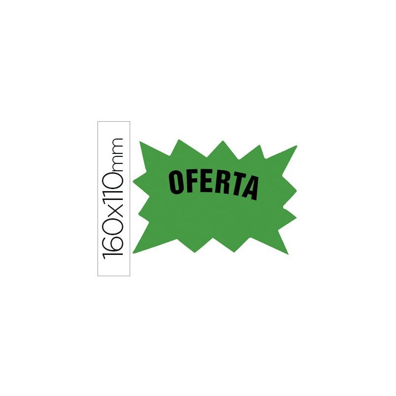 Cartel cartulina etiquetas marcaprecios verde fluorescente 160x110 mm -bolsa de 50 etiquetas