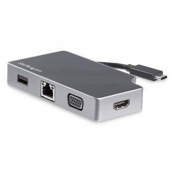 StarTech.com Adaptador USB-C Multipuertos HDMI y VGA - PD 95W - Mac Win Chrome - 4K - USB-A - GbE - Portátil - Docking Station