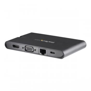 StarTech.com Replicador de Puertos USB-C para Portátiles - Docking Station USB Tipo C HDMI VGA GbE con Lector de Tarjetas SD -