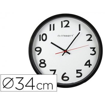 Reloj q-connect de pared plastico bs-oficina redondo 34 cm -marco negro