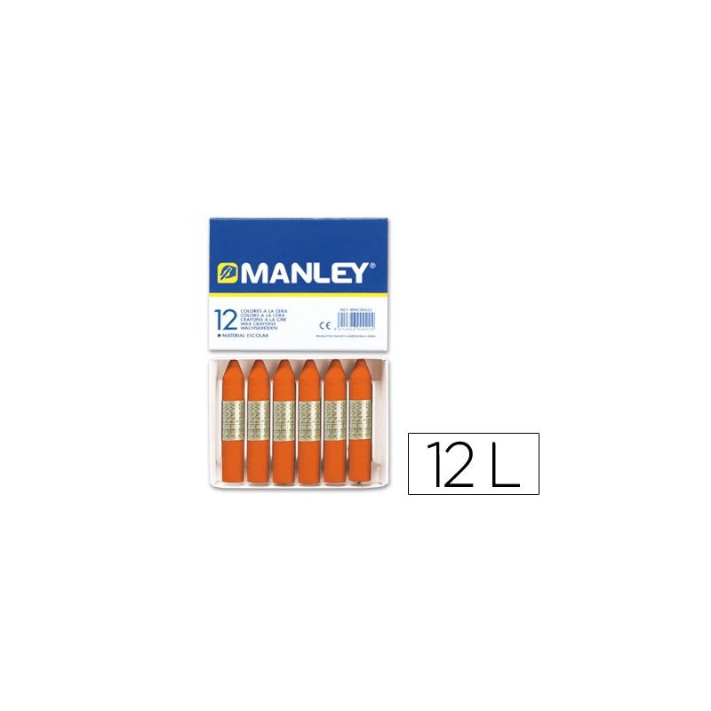 Lapices cera manley unicolor naranja -caja de 12 n.6