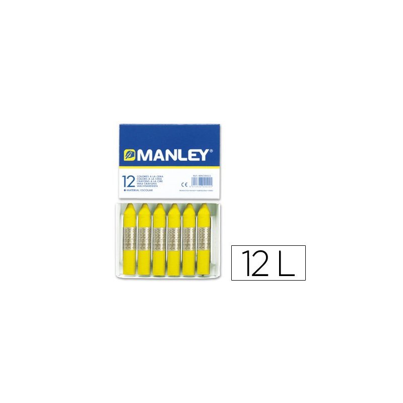 Lapices cera manley unicolor amarillo limon -caja de 12 n.2