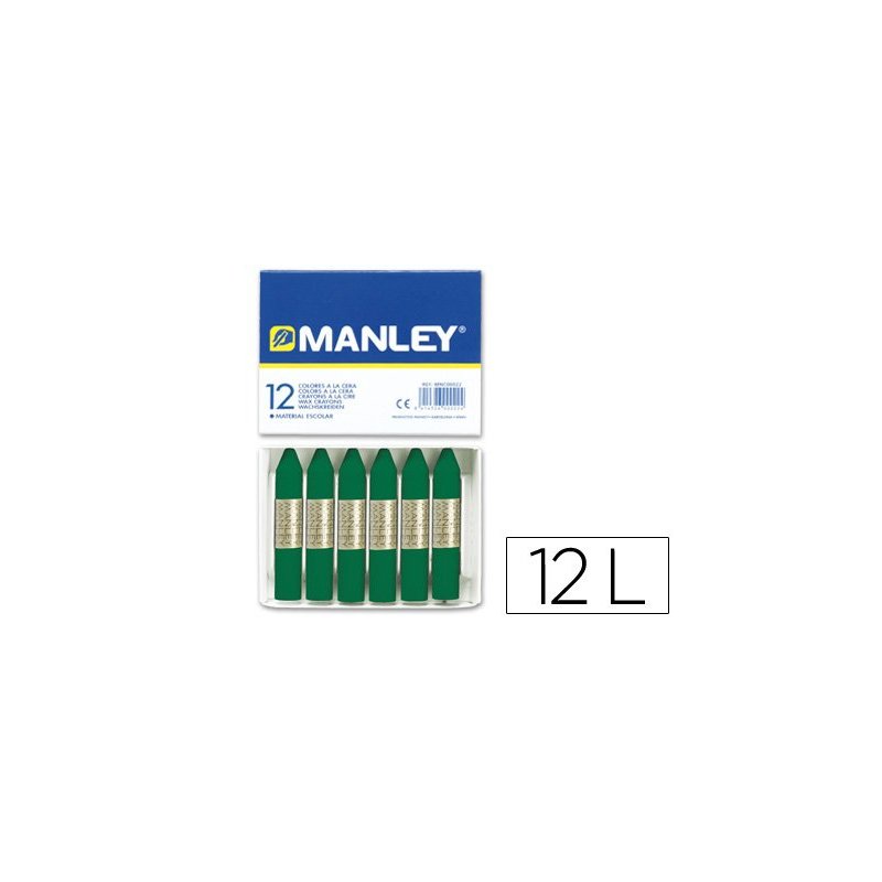 Lapices cera manley unicolor verde esmeralda -caja de 12 n.24