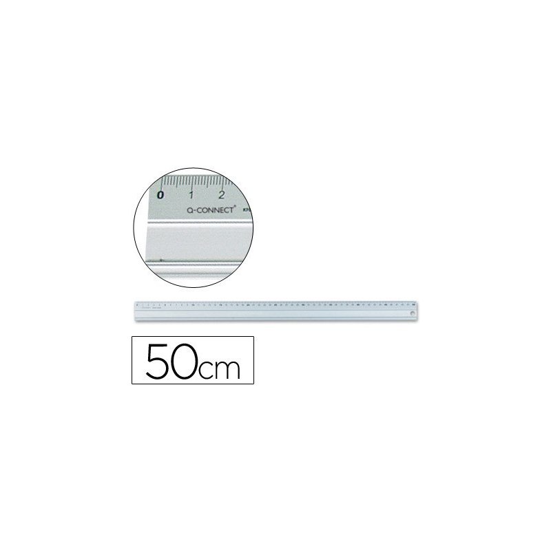 Regla metalica q-connect aluminio 50 cm