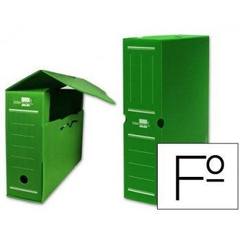 Caja archivo definitivo plastico liderpapel verde tamaño 36x26x10 cm