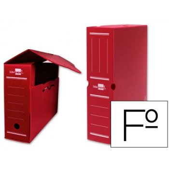 Caja archivo definitivo plastico liderpapel rojo tamaño 36x26x10 cm