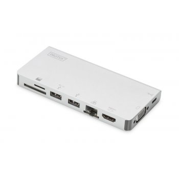 Digitus DA-70866 base para portátil y replicador de puertos Alámbrico USB 3.0 (3.1 Gen 1) Type-C Plata