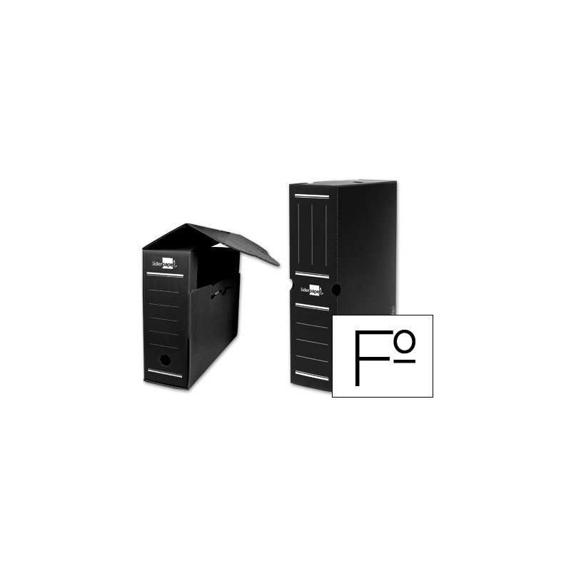 Caja archivo definitivo plastico liderpapel negro tamaño 36x26x10 cm